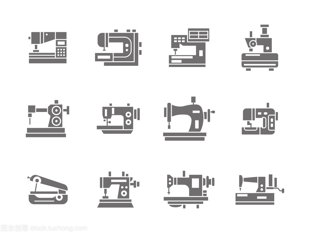 縫紉技術(shù)標(biāo)志符號(hào)樣式矢量圖標(biāo)設(shè)置